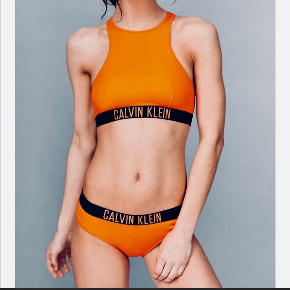 Calvin Klein Swimwear Two Piece Orange and Black Bikini